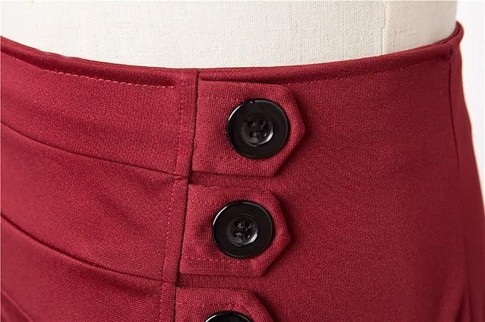 Red High-Waisted Skirt With Black Lace Trim imagen 5